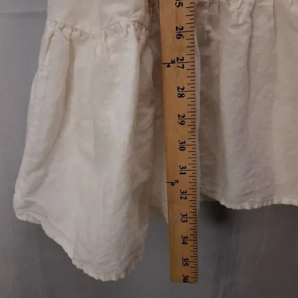 Madewell Tiered Mini Dress Linen Blend Pockets Ivory Size Large Boho Babydoll - Picture 6 of 13